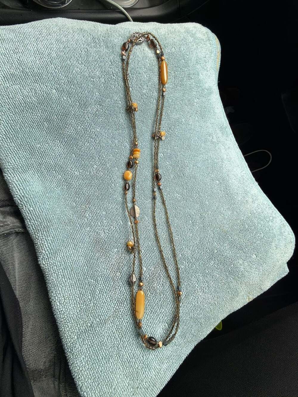 Sterling Retired Silpada Serpentine Pearl, glass, stone Boho Necklace - ,